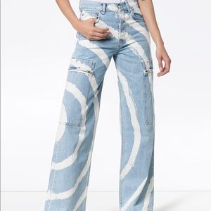 Ganni tie dye bleach straight leg jeans sz 25